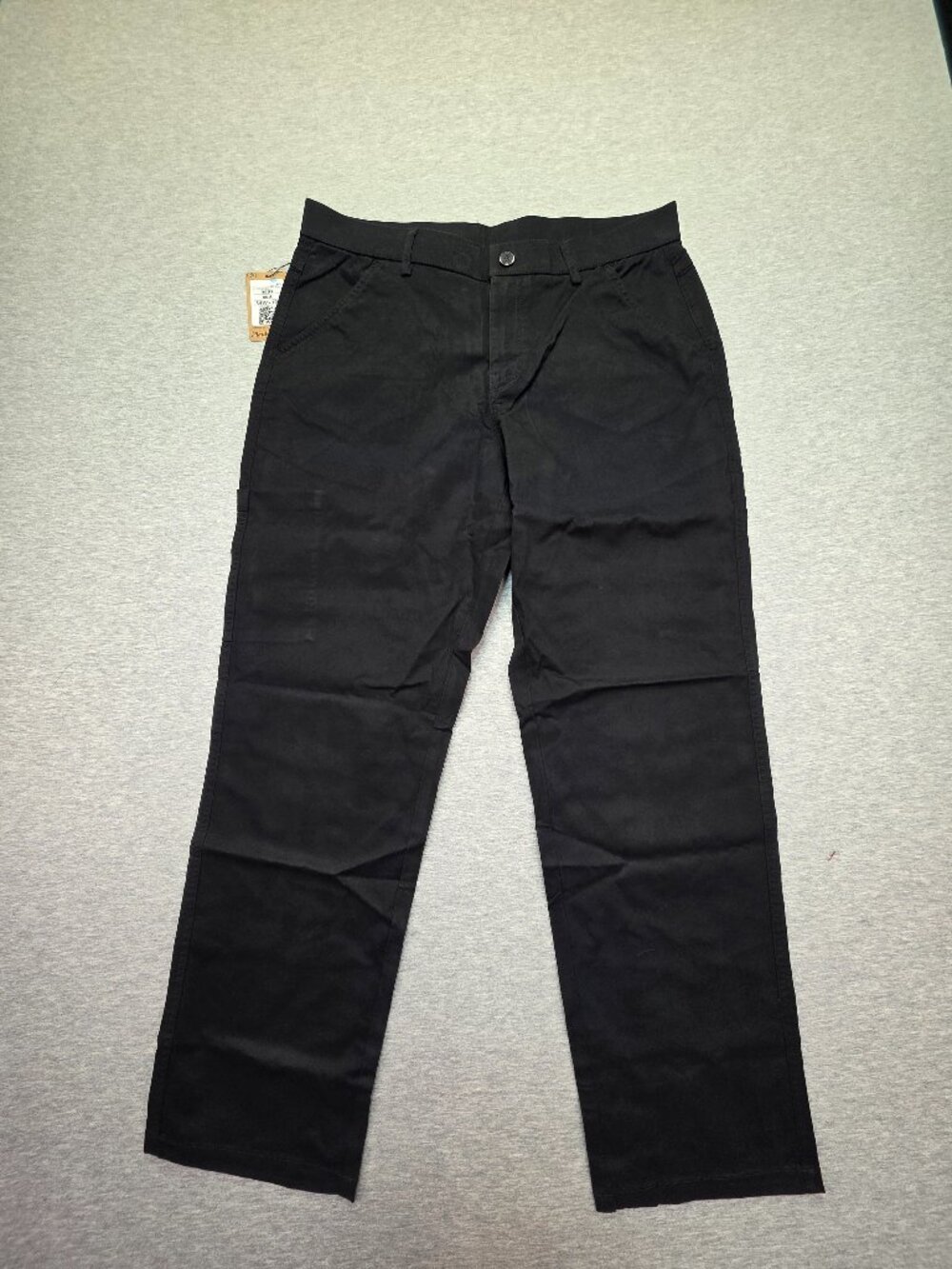 NWT Plaid & Plain Mens Black Pants 34x30 Straight Leg Casual Chino